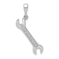 14k White Gold 3D Wrench Pendant-K2814