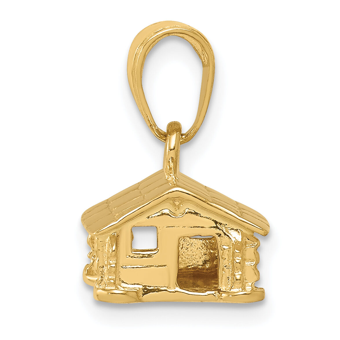14k 3-D Log Cabin Pendant-K2830