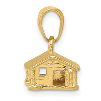 14k 3-D Log Cabin Pendant-K2830
