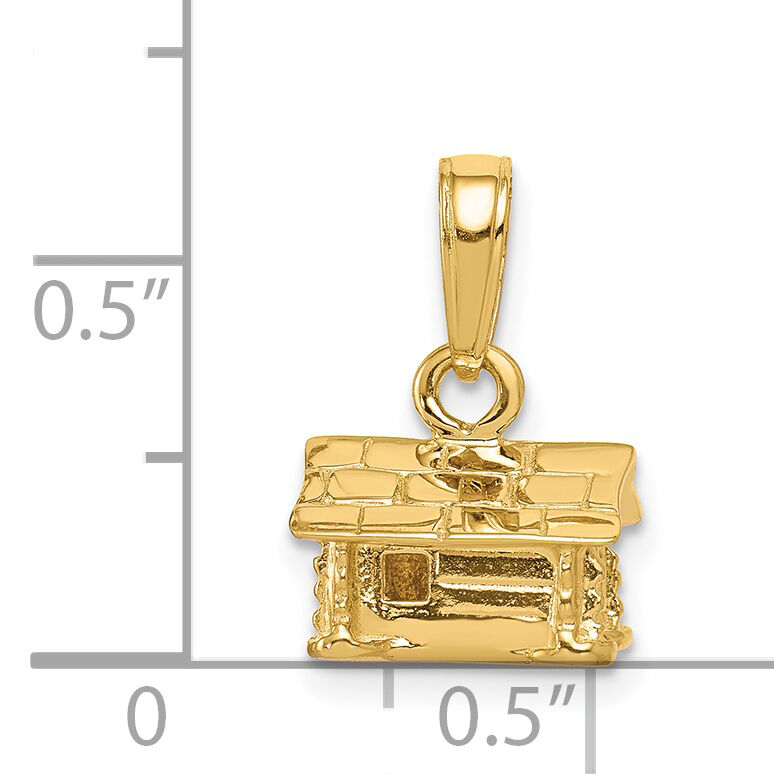 14k 3-D Log Cabin Pendant-K2830