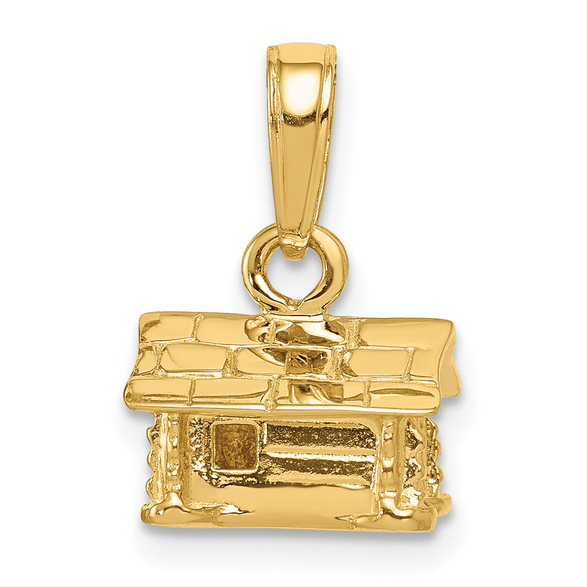 14k 3-D Log Cabin Pendant-K2830