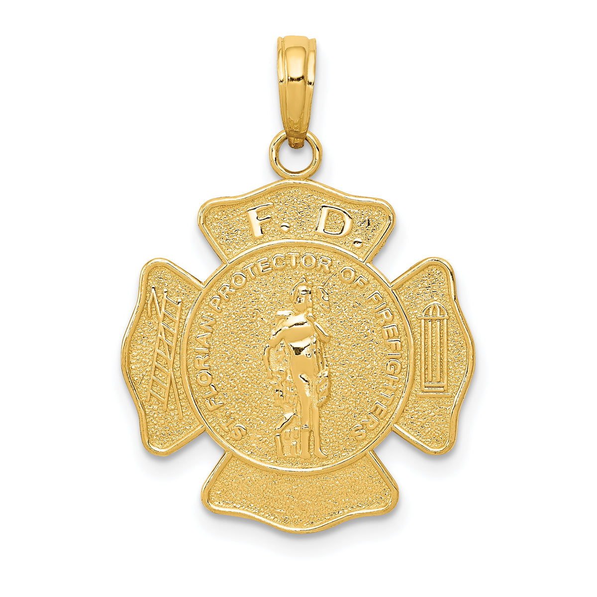 14k Fire Department FD St. Florian Badge Pendant-K2842