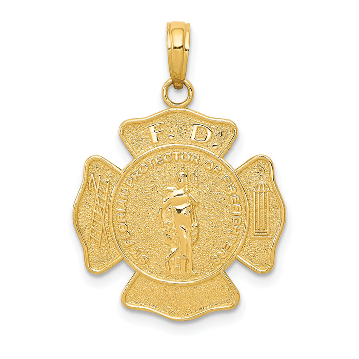 14k Fire Department FD St. Florian Badge Pendant-K2842