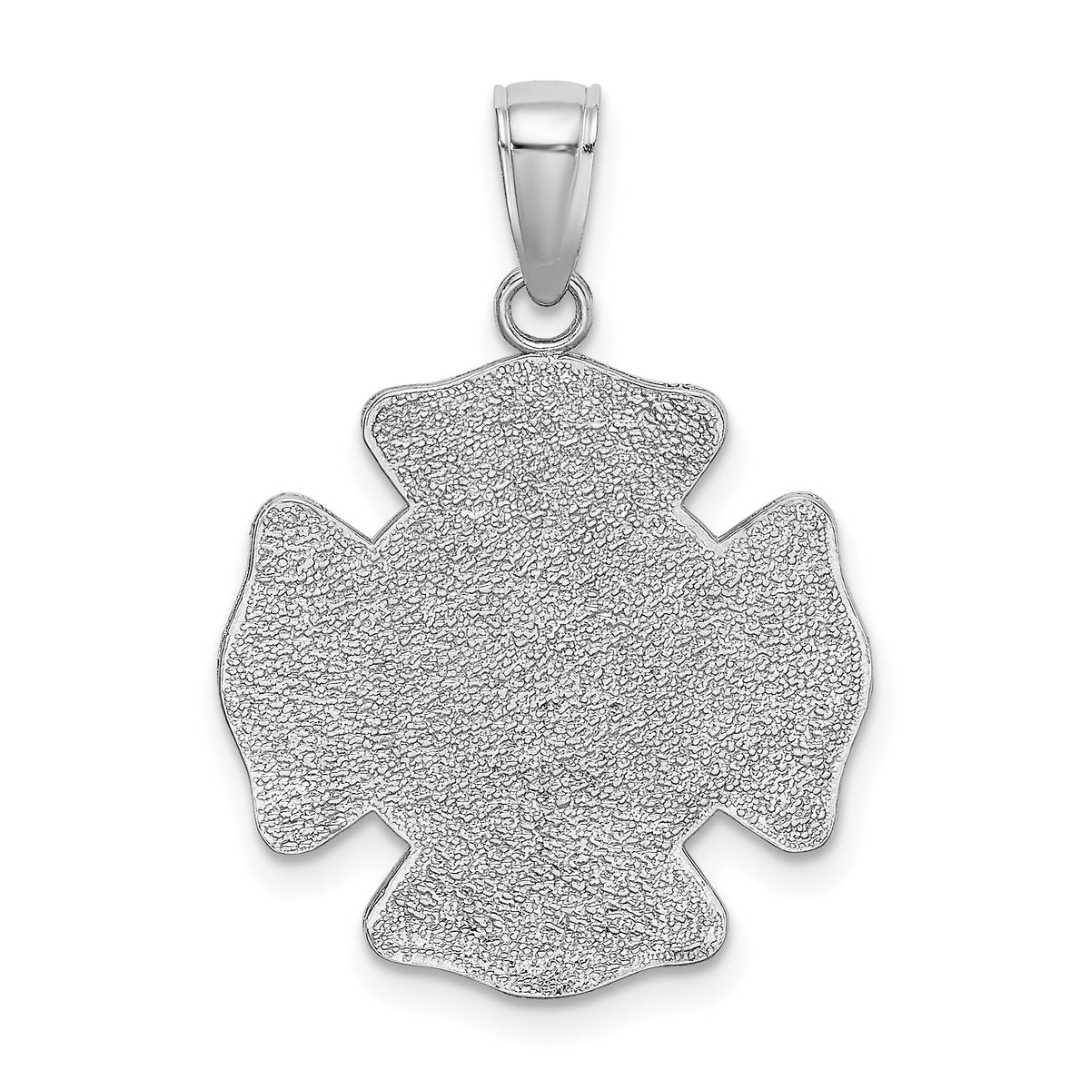14k White Gold Fire Department FD St. Florian Badge Pendant-K2842W