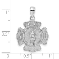14k White Gold Fire Department FD St. Florian Badge Pendant-K2842W
