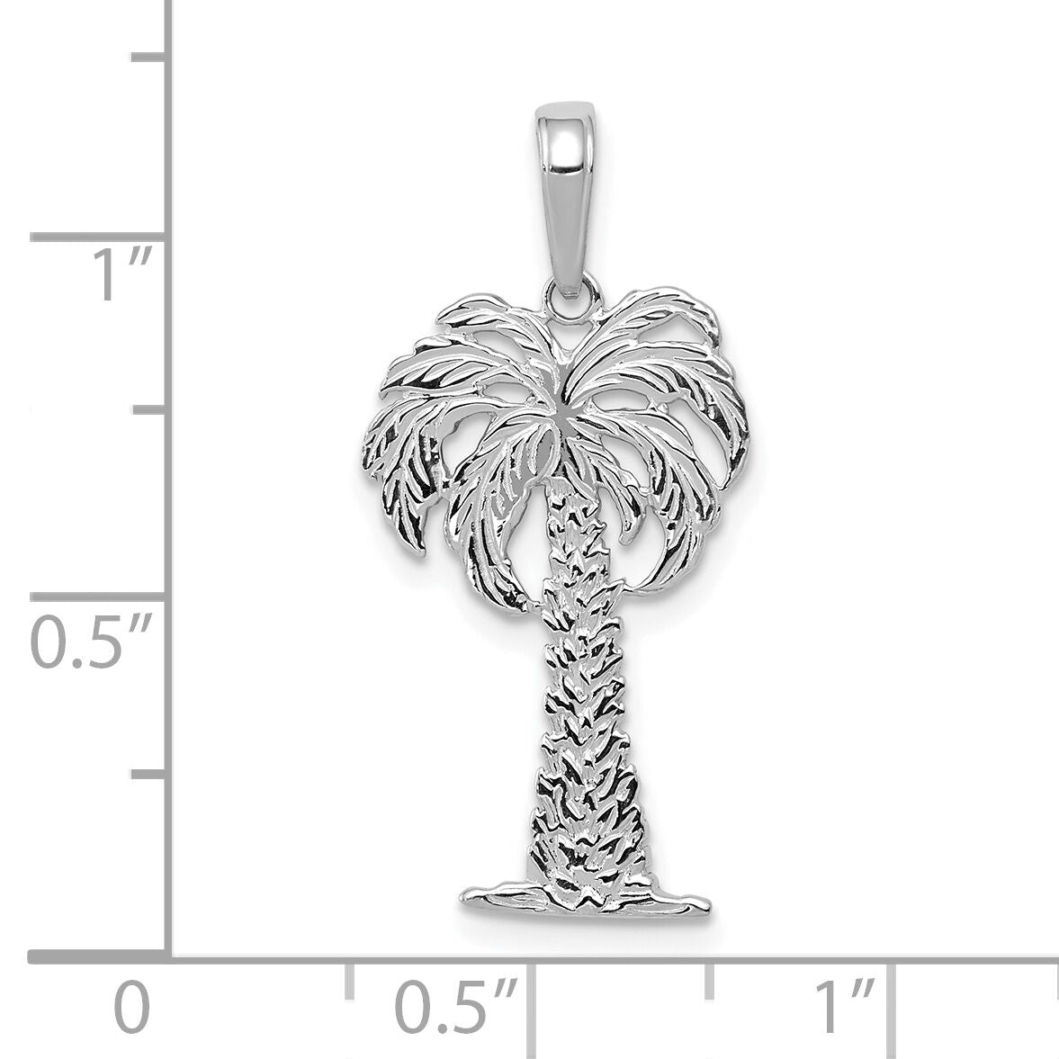 14K White Gold Palm Tree Pendant-K2887W