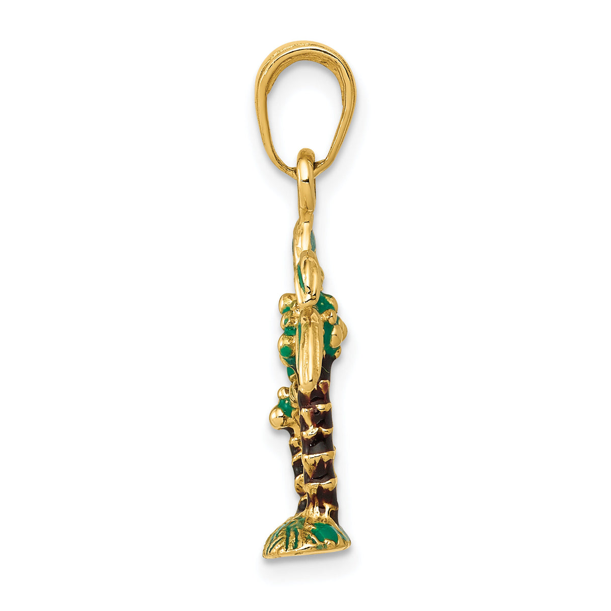 14k 3D Enameled Palm Trees Pendant-K2890
