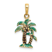 14k 3D Enameled Palm Trees Pendant-K2890
