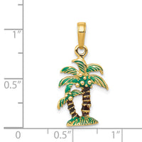 14k 3D Enameled Palm Trees Pendant-K2890