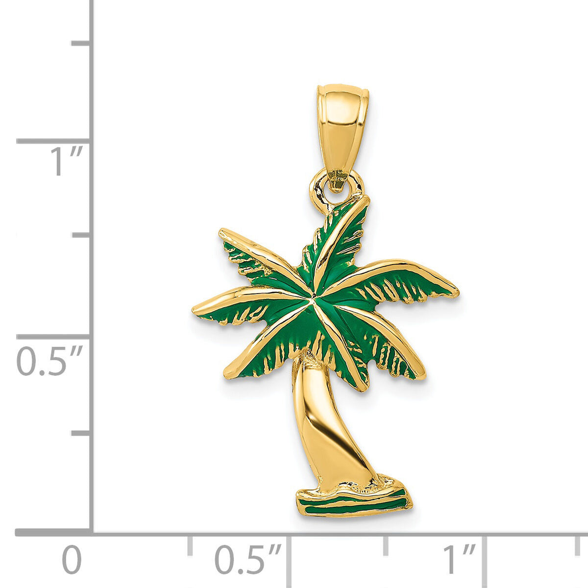 14k Enameled Palm Tree Pendant-K2893