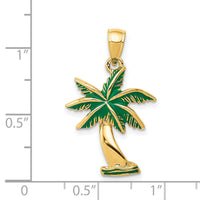 14k Enameled Palm Tree Pendant-K2893