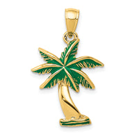 14k Enameled Palm Tree Pendant-K2893
