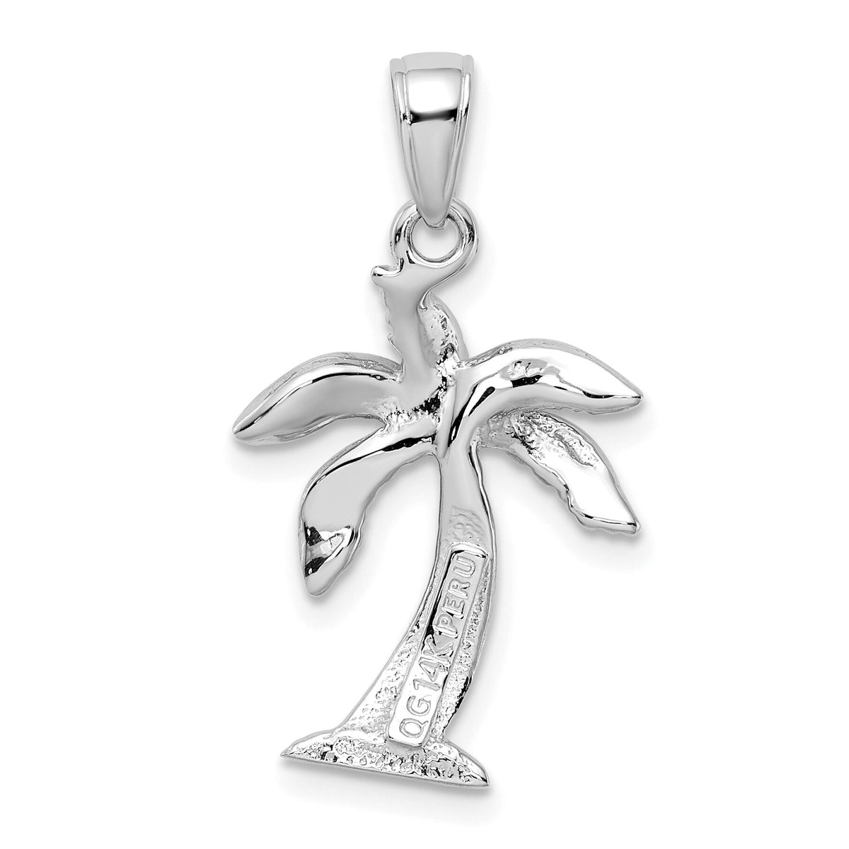 14K White Gold Palm Tree Pendant-K2894W