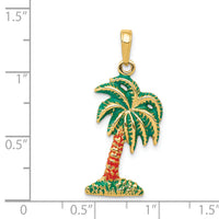 14k Enameled Palm Tree Pendant-K2897