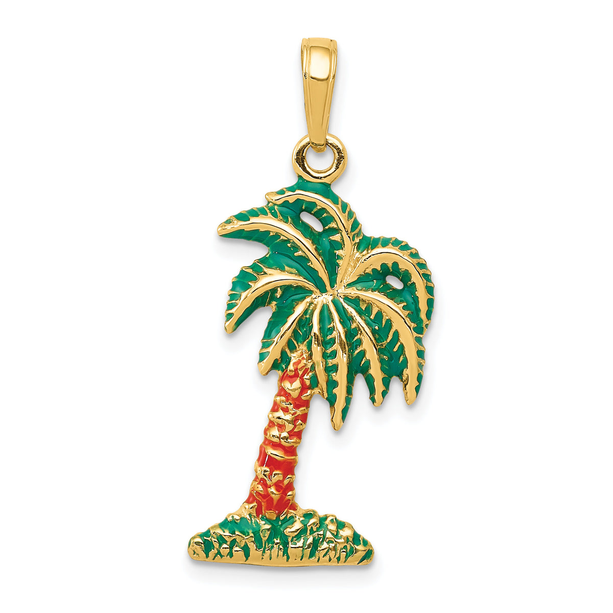 14k Enameled Palm Tree Pendant-K2897