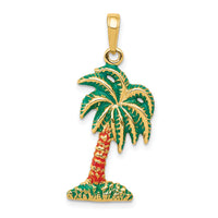 14k Enameled Palm Tree Pendant-K2897