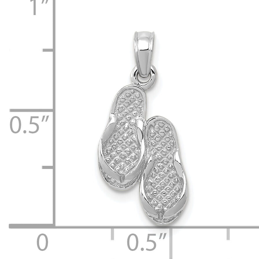 14k  3D White Gold Flip Flops Pendant-K2905W