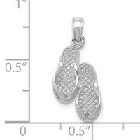 14k  3D White Gold Flip Flops Pendant-K2905W