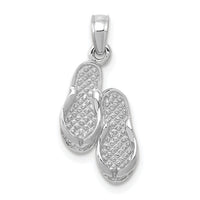 14k  3D White Gold Flip Flops Pendant-K2905W
