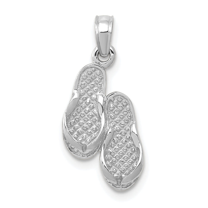 14k  3D White Gold Flip Flops Pendant-K2905W