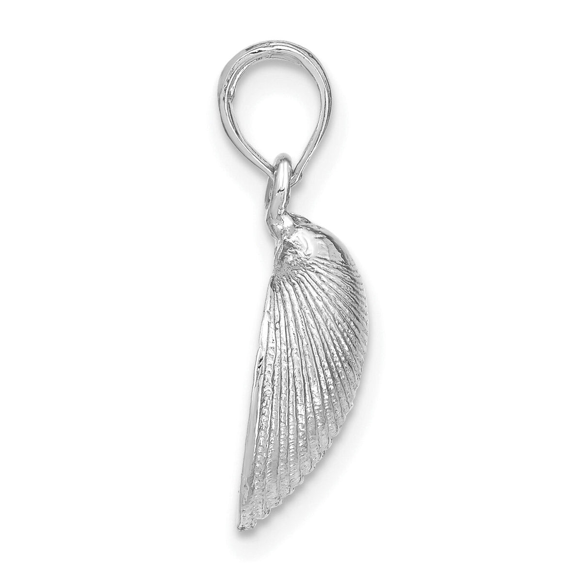 14K White Gold Medium Clam Shell Pendant-K2917W