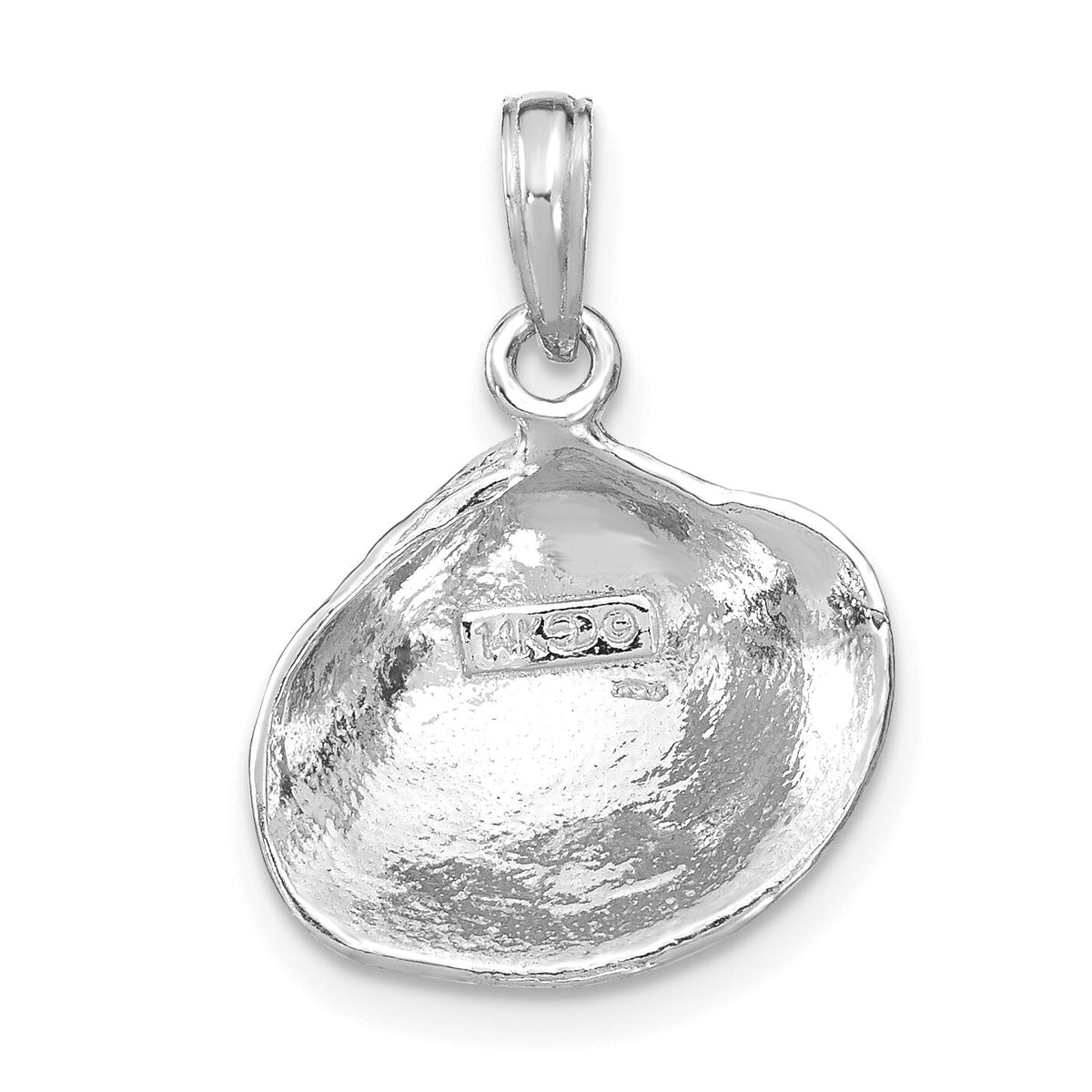 14K White Gold Medium Clam Shell Pendant-K2917W