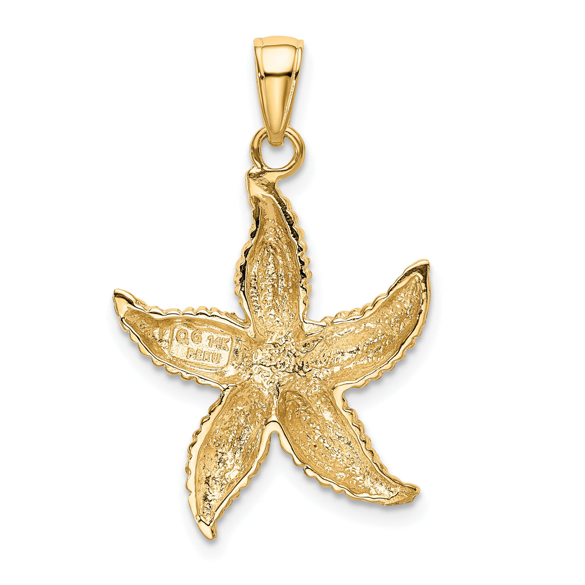14k Textured Starfish Pendant-K2943