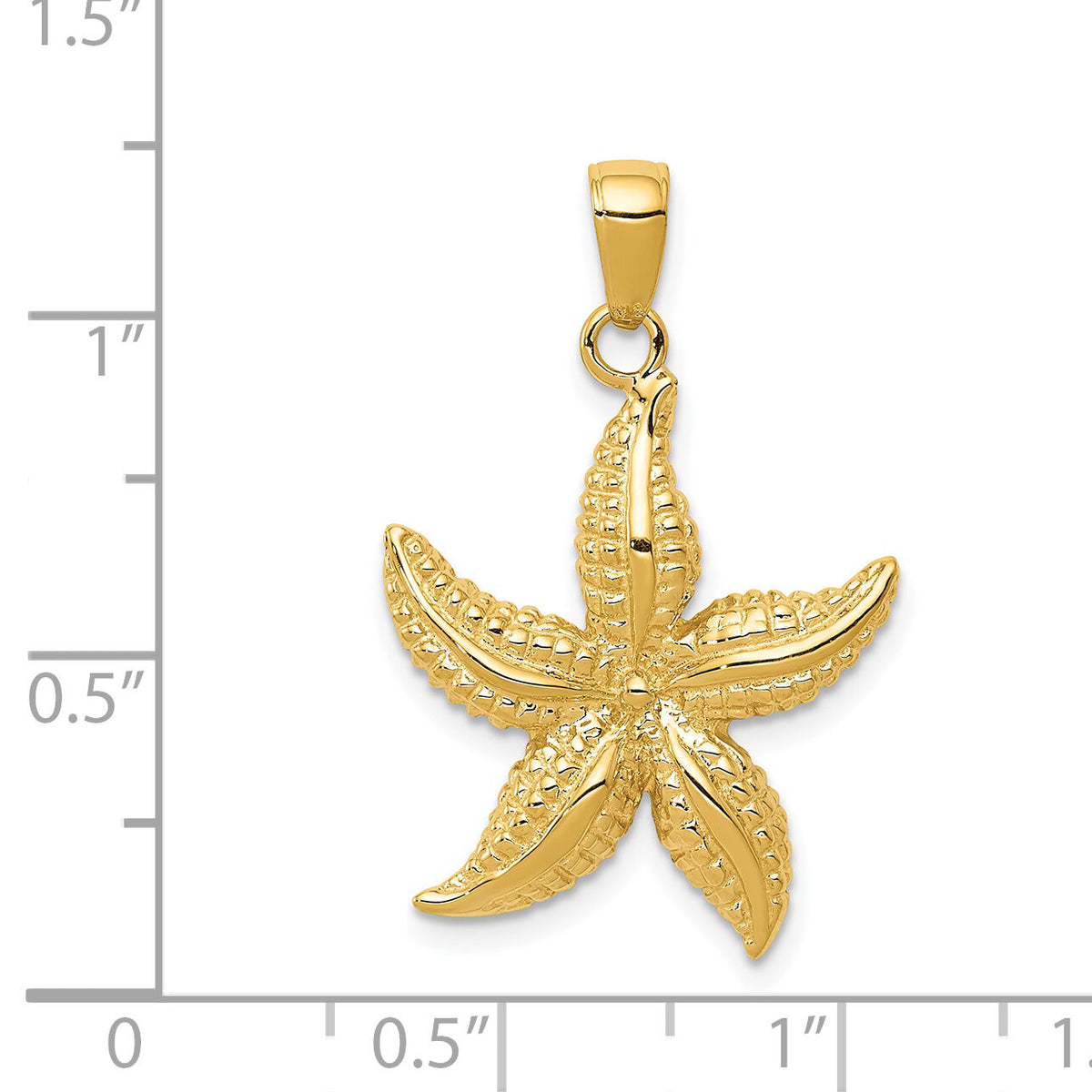 14k Textured Starfish Pendant-K2943