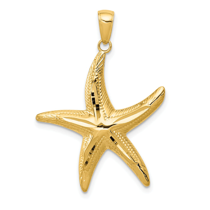 14K Diamond-cut Starfish Pendant-K2944