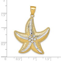 14K and Rhodium Diamond-Cut Textured Starfish Pendant-K2946