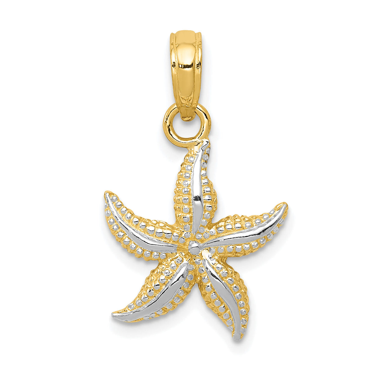 14K with White Rhodium Starfish Pendant-K2953