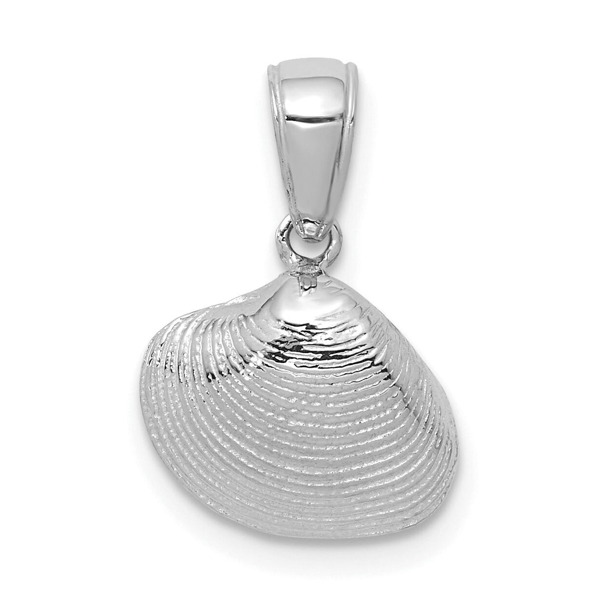 14K White Gold Small Clam Shell Pendant-K2964W