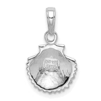 14K White Gold Scallop Shell Pendant-K2968W