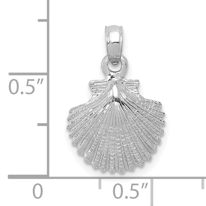 14K White Gold Scallop Shell Pendant-K2968W