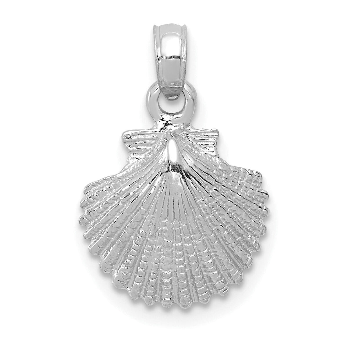 14K White Gold Scallop Shell Pendant-K2968W