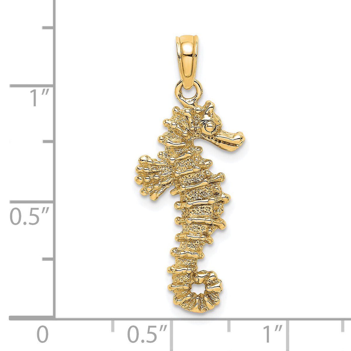14k 3D Seahorse Pendant-K2983
