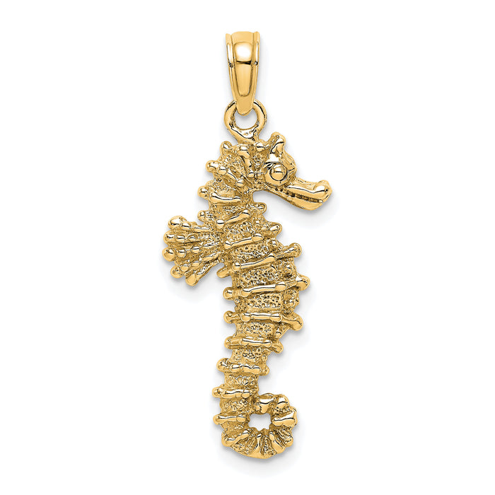 14k 3D Seahorse Pendant-K2983