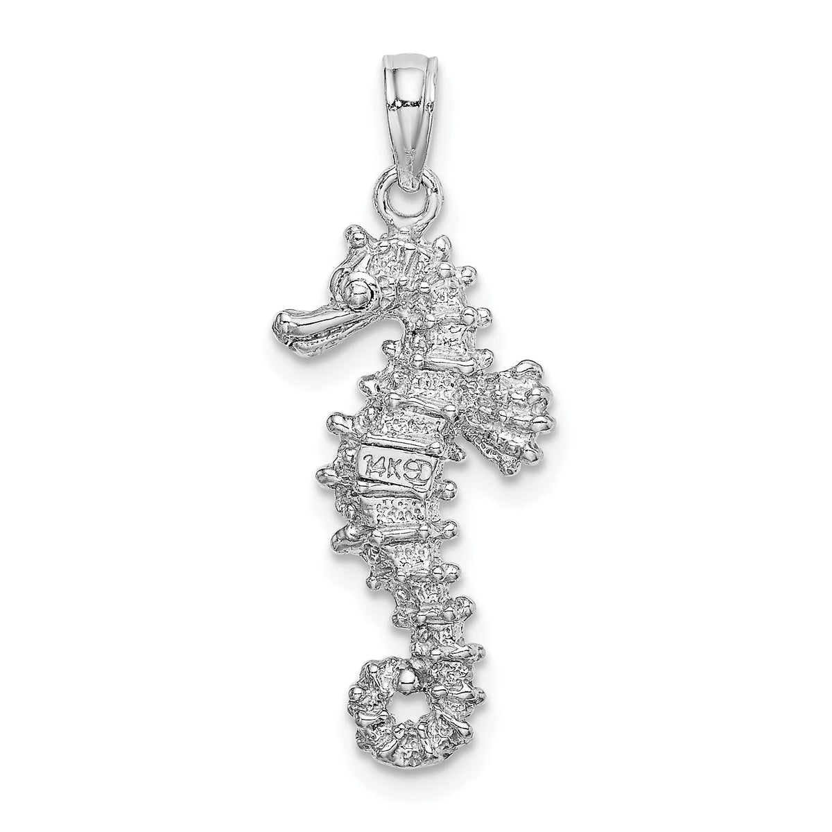 14K White Gold 3-D Seahorse Charm-K2983W