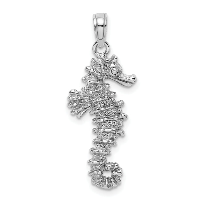 14K White Gold 3-D Seahorse Charm-K2983W