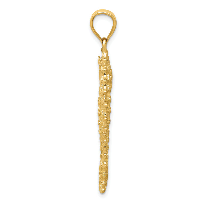 14k 3D Seahorse Pendant-K2984