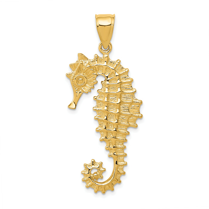 14k 3D Seahorse Pendant-K2984