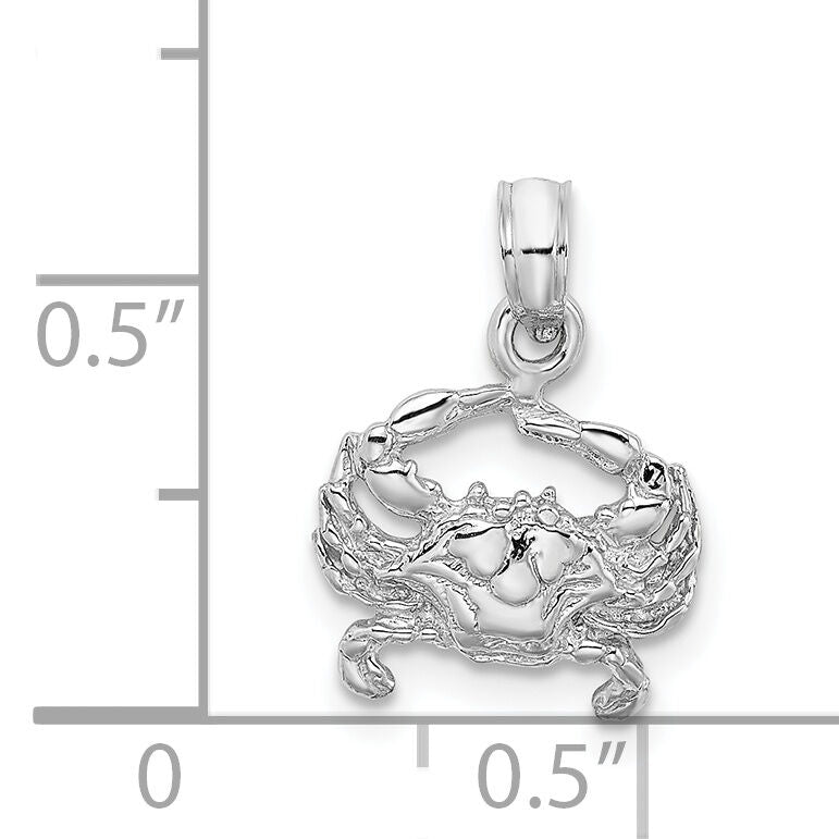 14K White Gold Blue Crab Charm-K2990W