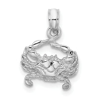 14K White Gold Blue Crab Charm-K2990W
