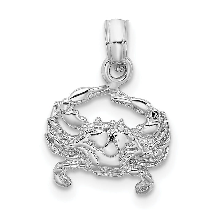 14K White Gold Blue Crab Charm-K2990W