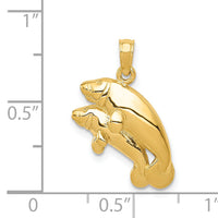 14k Polished Double Manatee Pendant-K2997