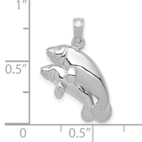 14K White Gold Double Manatee Pendant-K2997W
