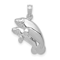 14K White Gold Double Manatee Pendant-K2997W