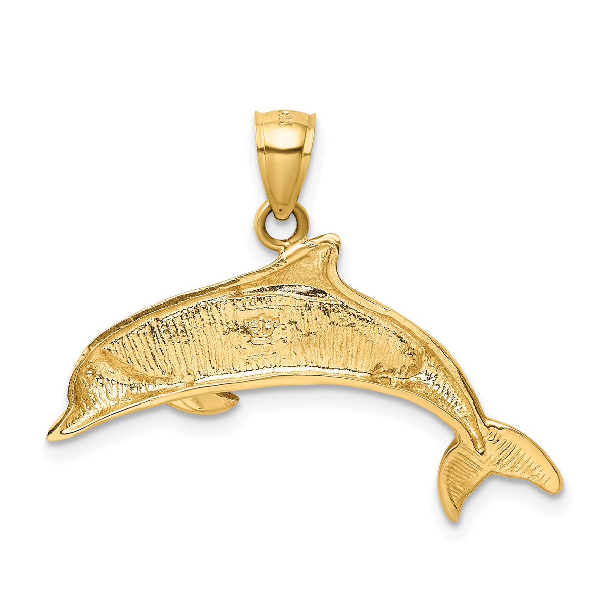 14K Lab Created Opal Dolphin Pendant-K3008