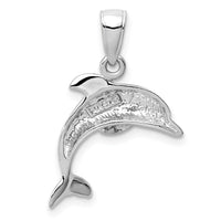 14k White Gold Jumping Dolphin Pendant-K3012W