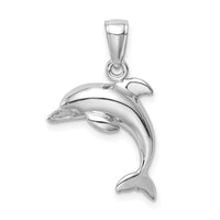 14k White Gold Jumping Dolphin Pendant-K3012W